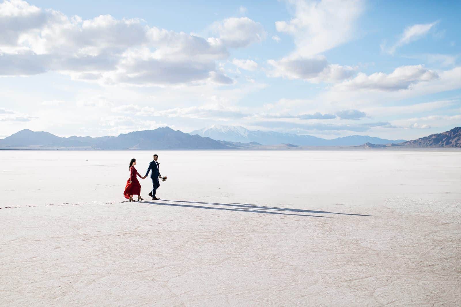 Bonneville Salt Flats Engagement Photos, Utah engagement session, engagement photography, red dress