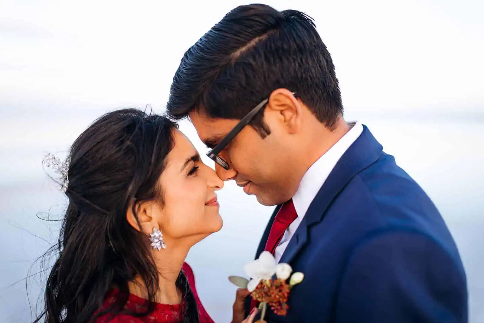 bride and groom, Red lace dress, what to wear for engagement pictures, utah engagement photographer, salt flats, Indian wedding