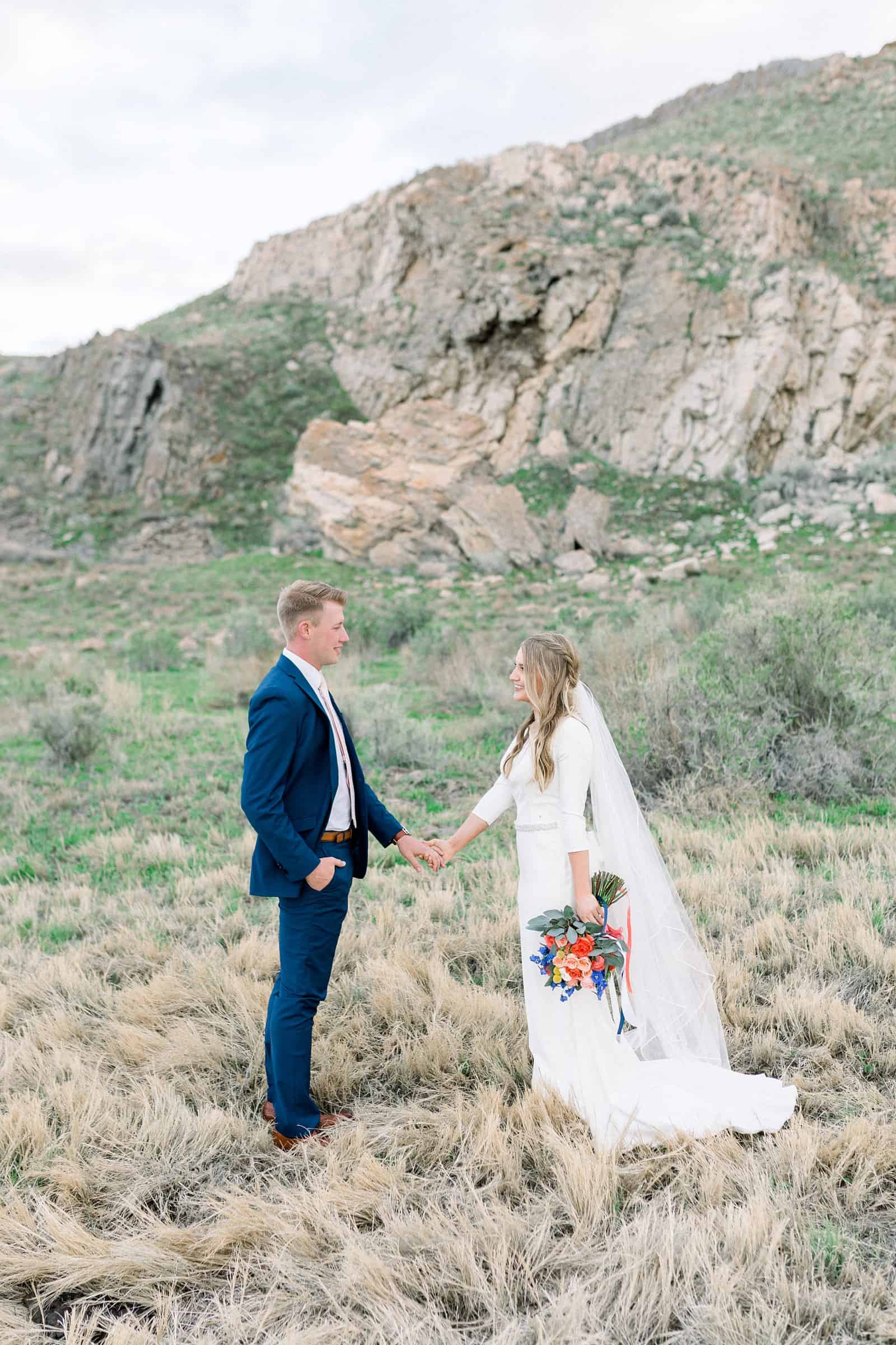 Ireland field, bride and groom, Utah mountains, nature wedding photography, spring wedding