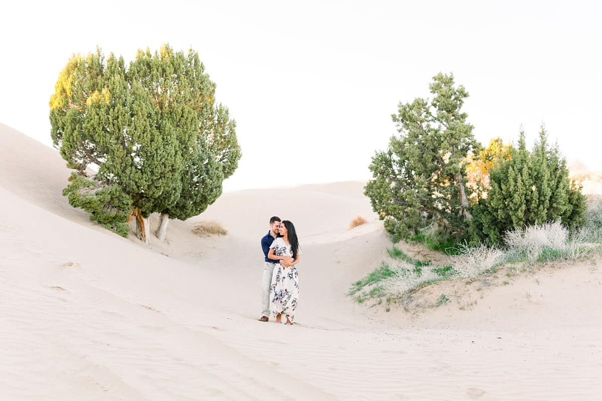 Little Sahara Sand Dunes Engagement Photos with neutral colors