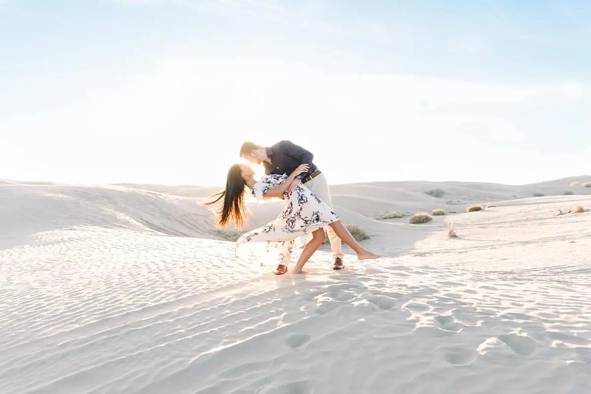 Sunset Sand Dunes Desert Fun Engagement Photos, adventure photography