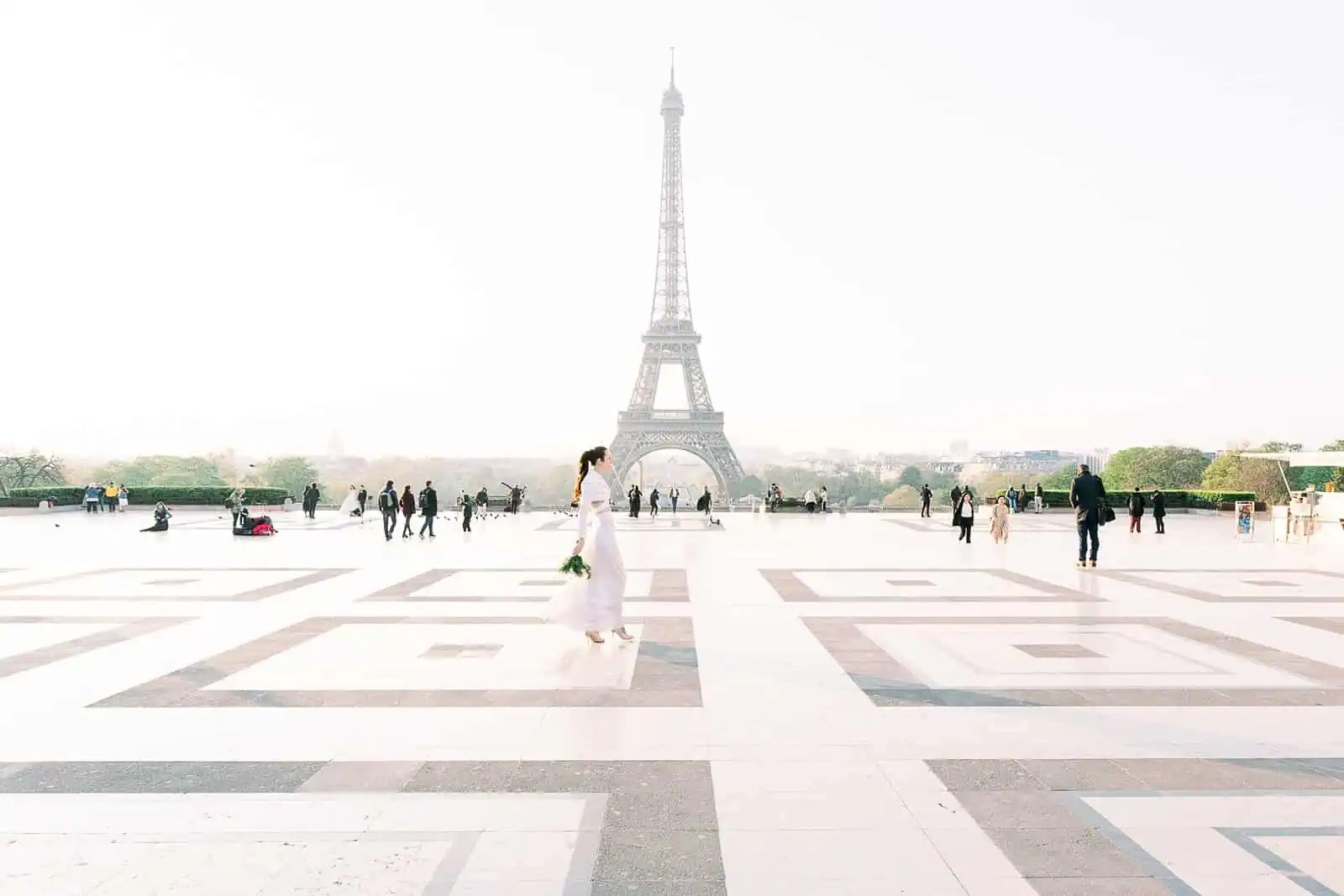 Paris Wedding Inspiration, bride near the Eiffel Tower