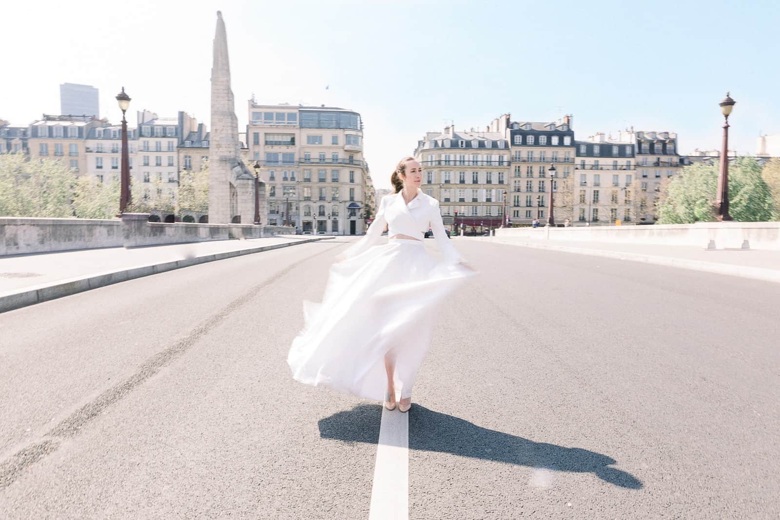 Modern high fashion bride in Paris, France