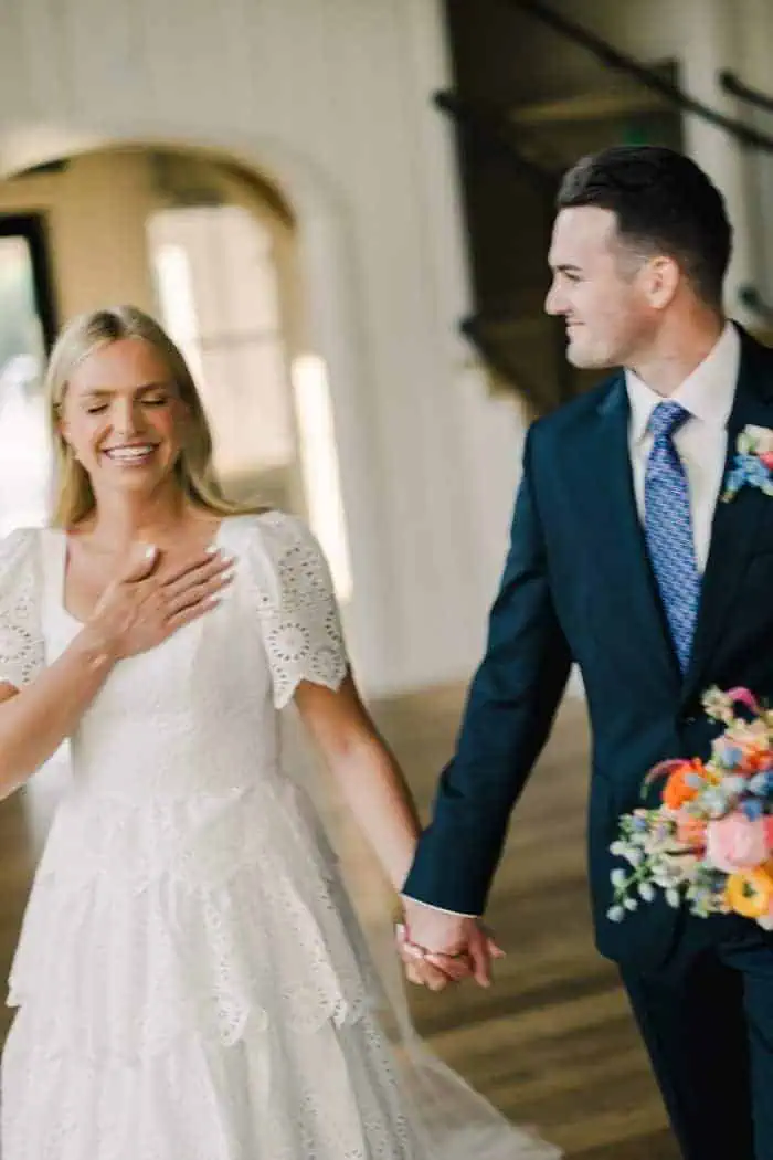 white roses arch wedding in utah mountains