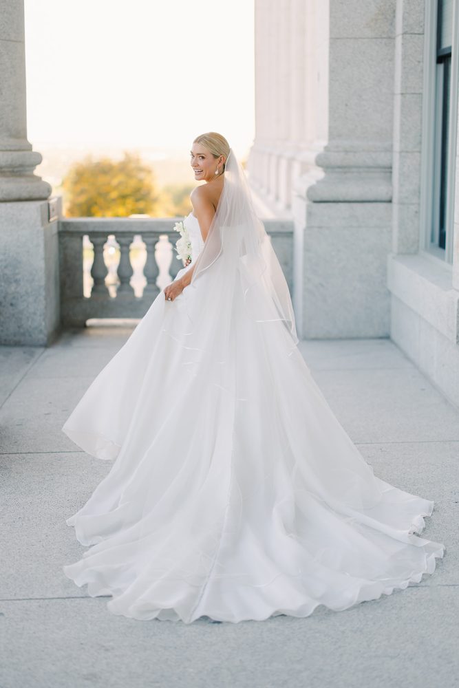 utah wedding dress at utah state capitol building