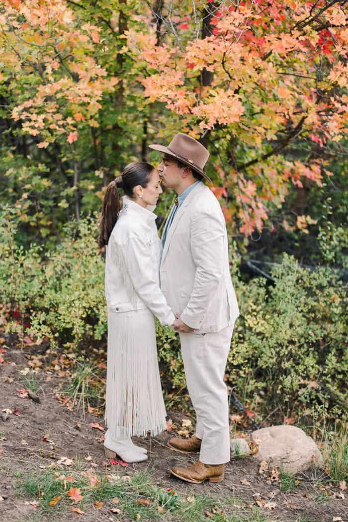 Classic and timeless wedding photo with white roses