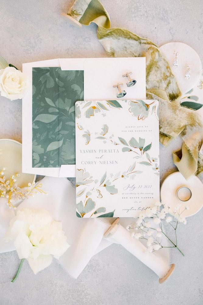 white and green wedding utah