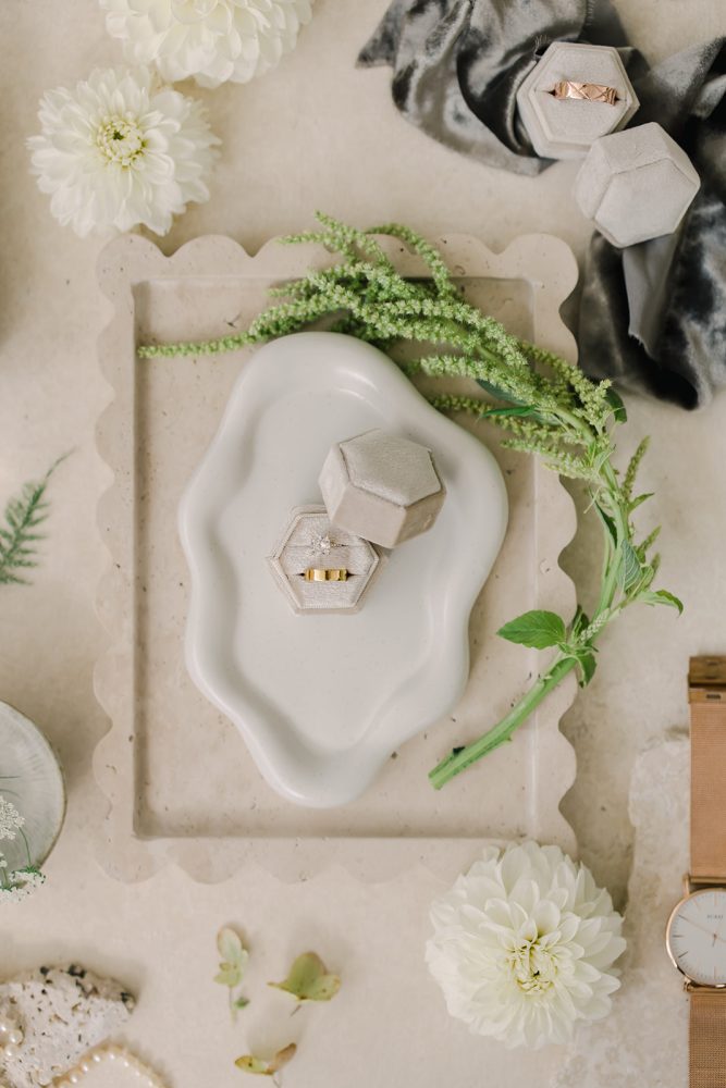 Mauve wedding florals photo of flatlays