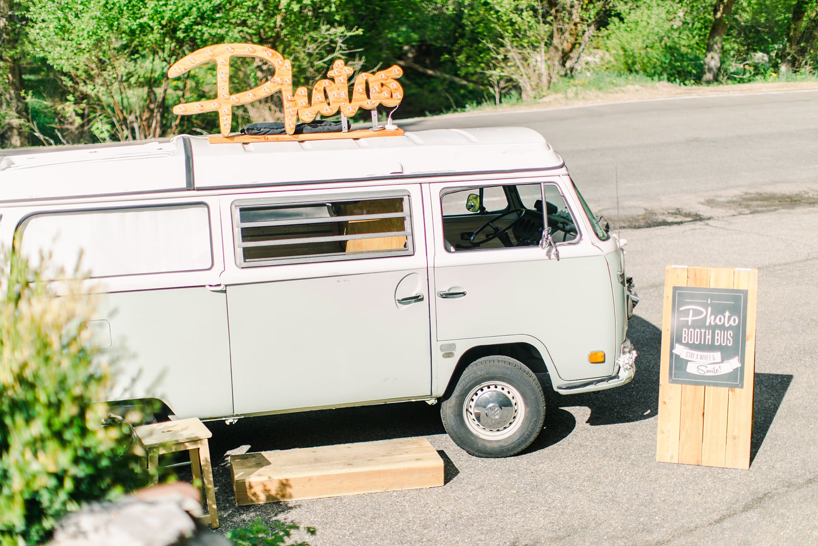 Millcreek Inn Summer Wedding, Utah wedding photography Millcreek Canyon, Salt Lake City, vintage VW bus photo booth