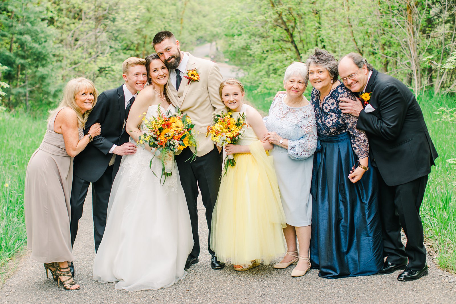 Millcreek Inn Summer Wedding, Utah wedding photography Millcreek Canyon, Salt Lake City, yellow bridesmaid dress, sunflower bouquet flowers