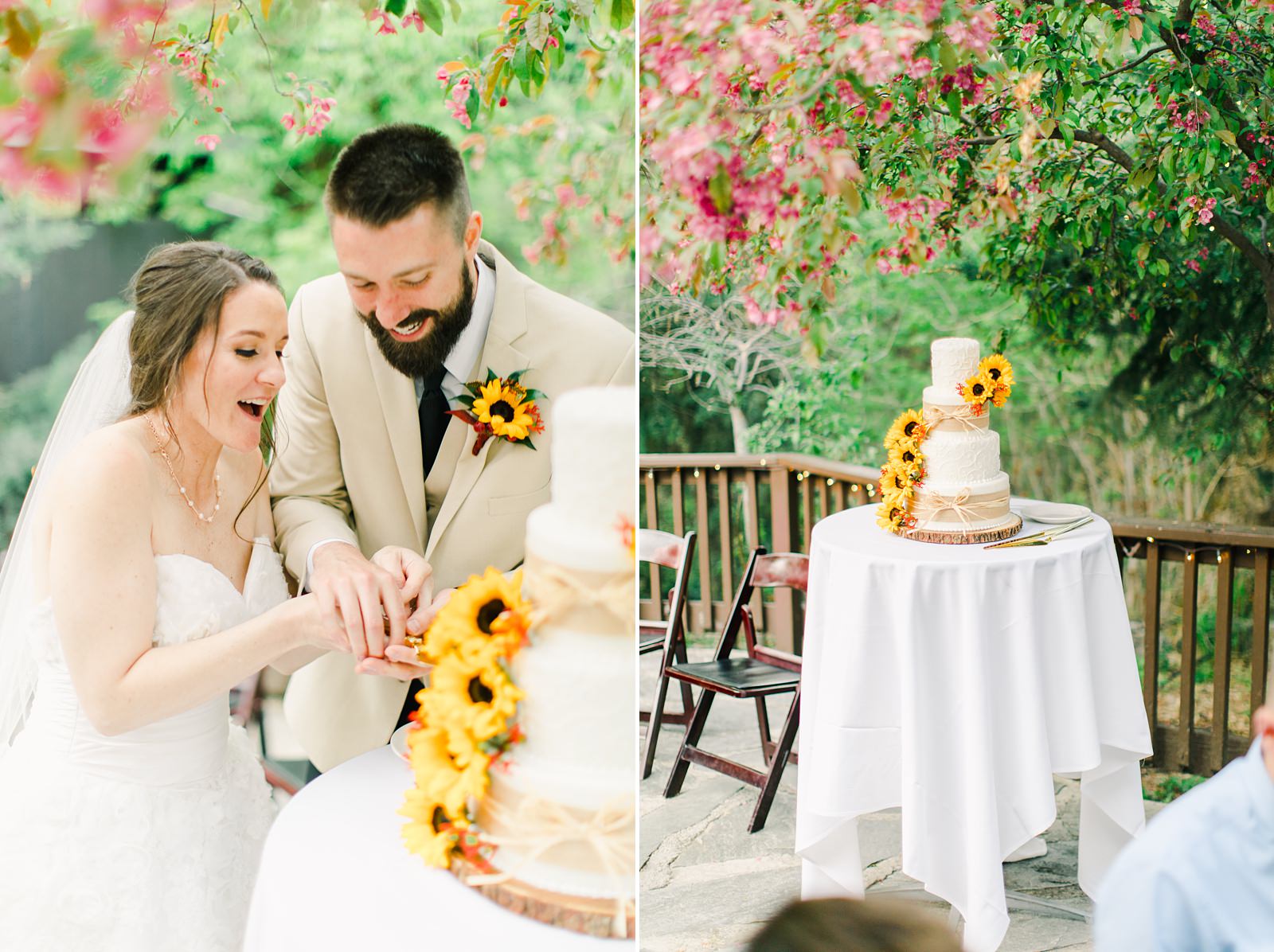 Millcreek Inn Summer Wedding, Utah wedding photography Millcreek Canyon, Salt Lake City, bride and groom cutting cake