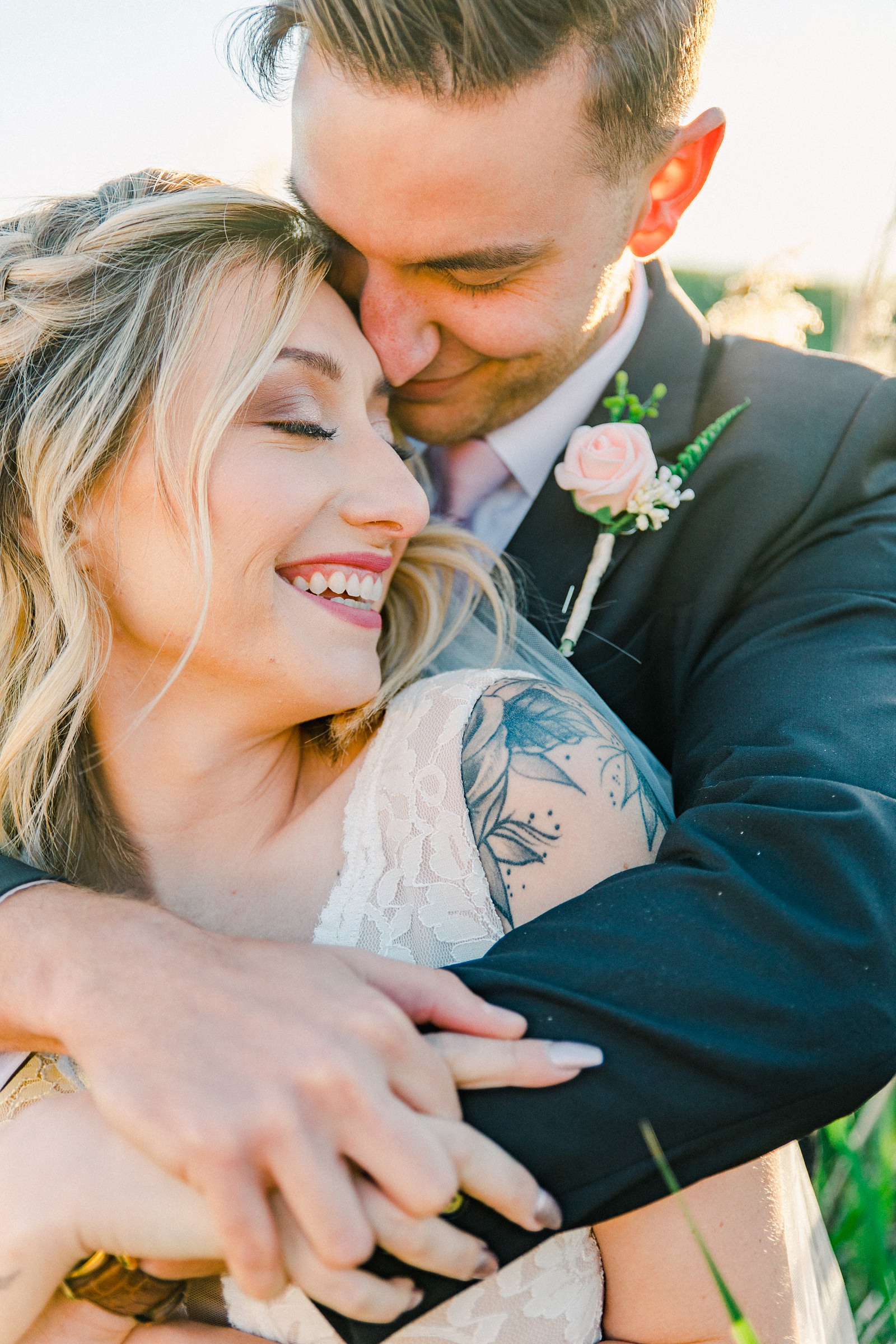 Salt Lake City Utah Bridal Wedding Photography, Tunnel Springs Park, bride and groom in long grasses cattails