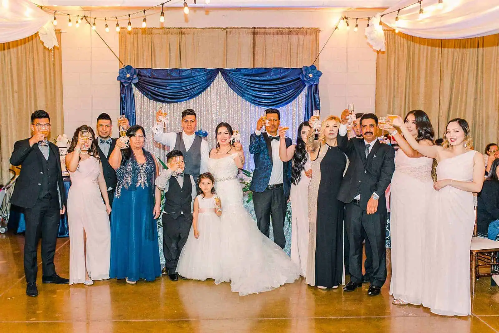 Cache Valley Logan Traditional Catholic Wedding Ceremony in a cathedral, Utah wedding photography, blue reception decor