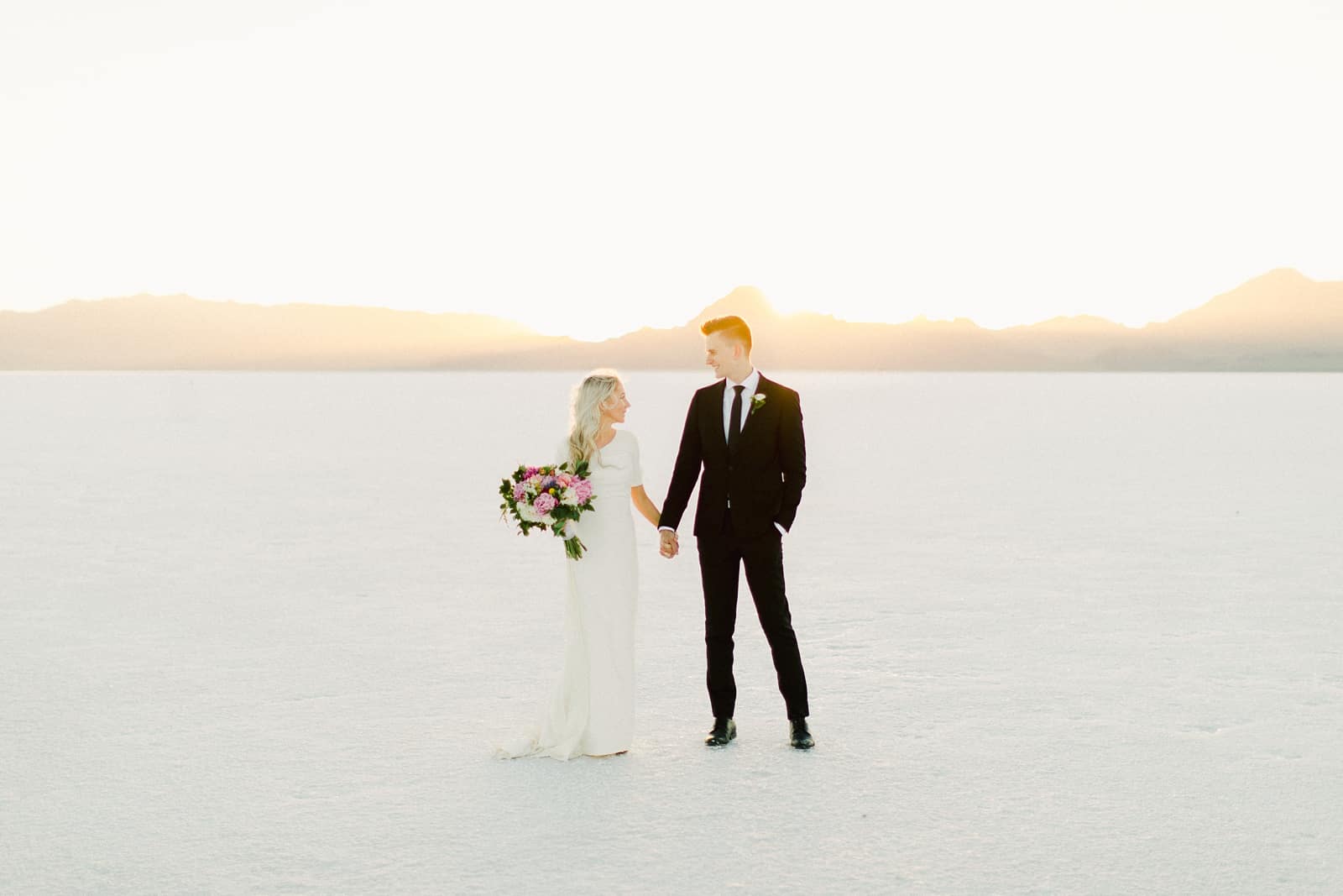 Bonneville Salt Flats Utah Wedding Photography, destination wedding, bride and groom first look