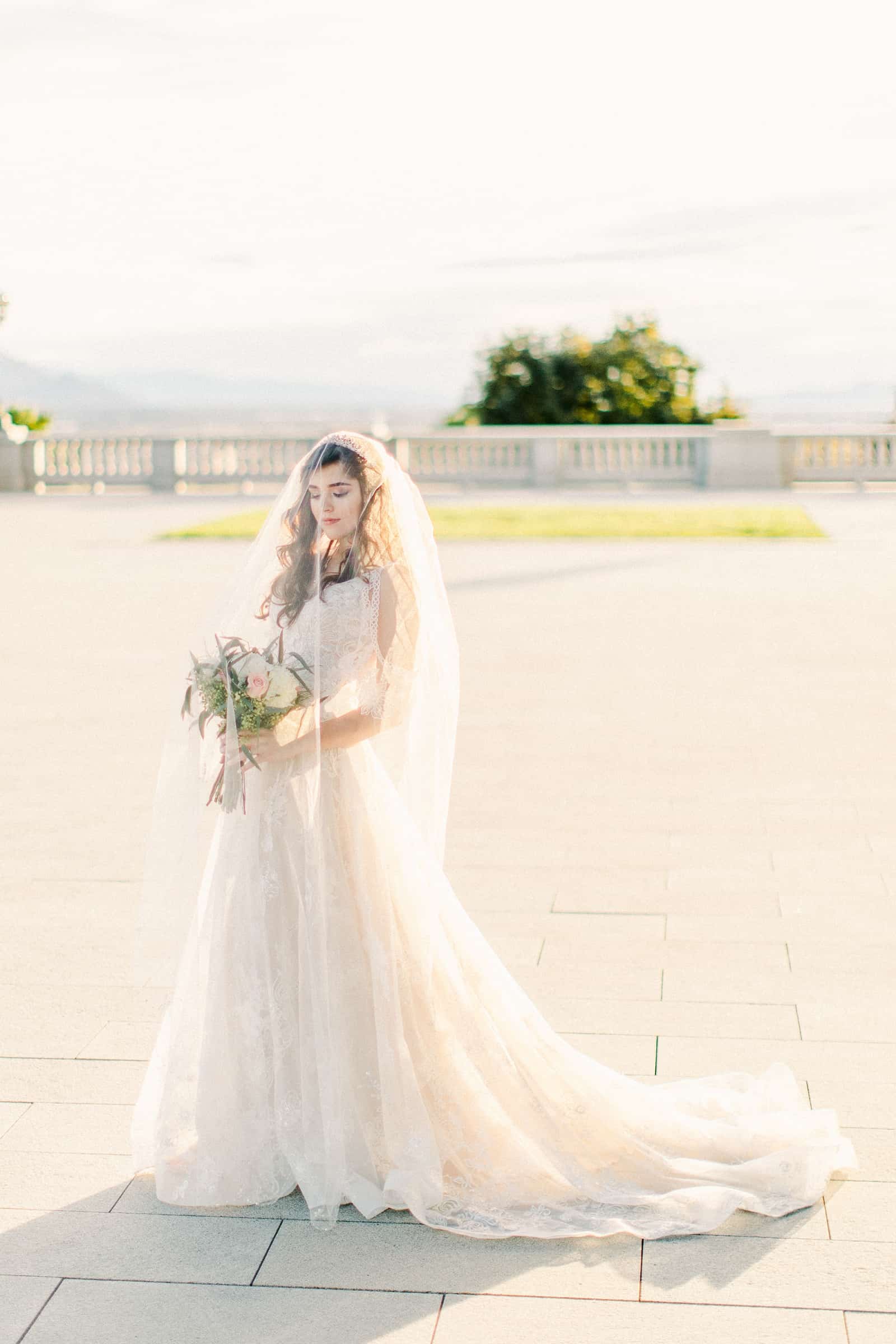 Palestinian Iranian Bride and Groom, Utah Wedding Photography at the Utah State Capitol, beautiful bride boho lace wedding dress sunset light