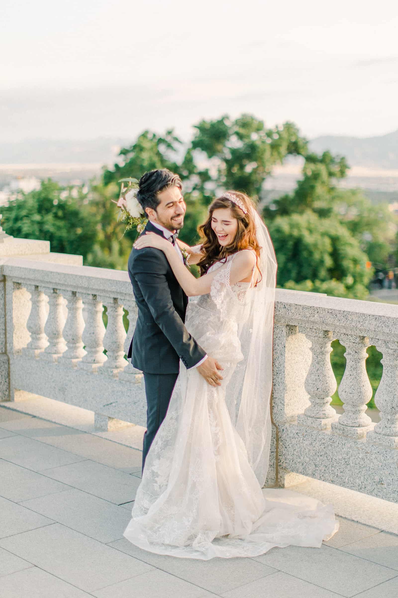 Palestinian Iranian Bride and Groom, Utah Wedding Photography at the Utah State Capitol sunset light