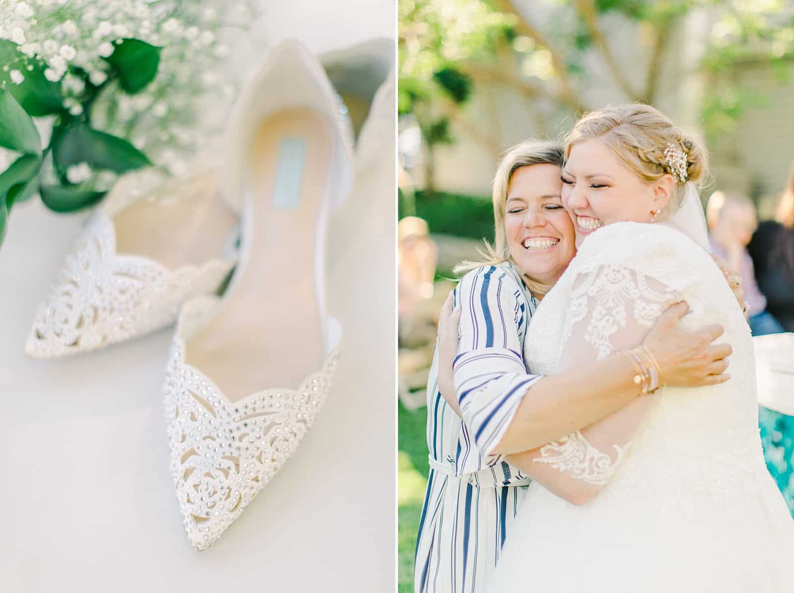 Draper LDS Temple Wedding, Utah wedding photography, summer backyard wedding, bride's shoes