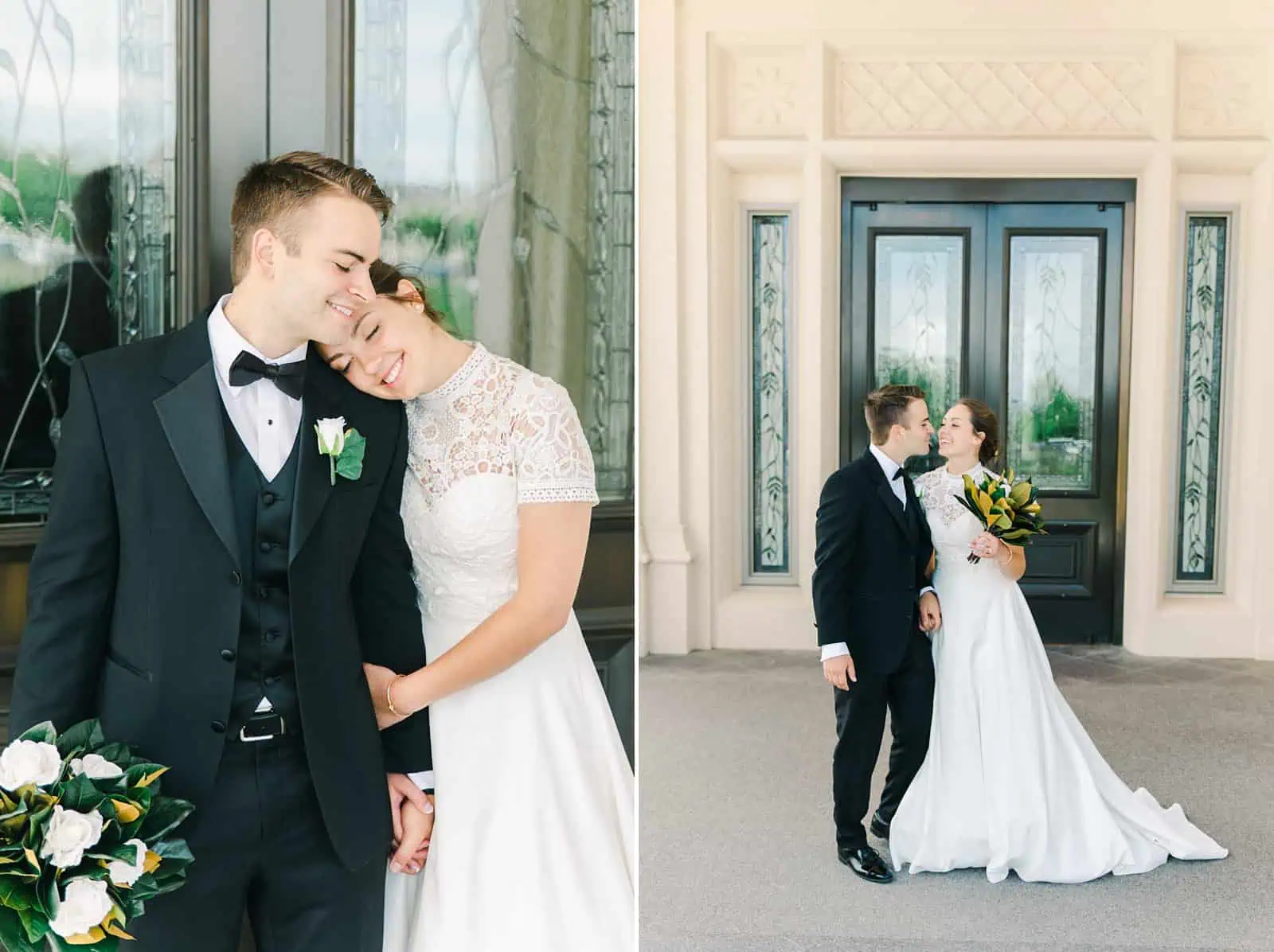 Payson Utah Temple wedding, bride and groom poses