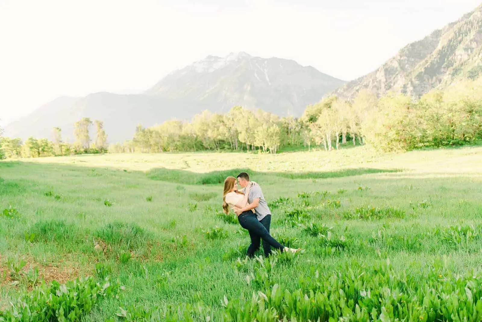 Provo Canyon wildflowers field engagement session, Utah wedding photography, engaged couple