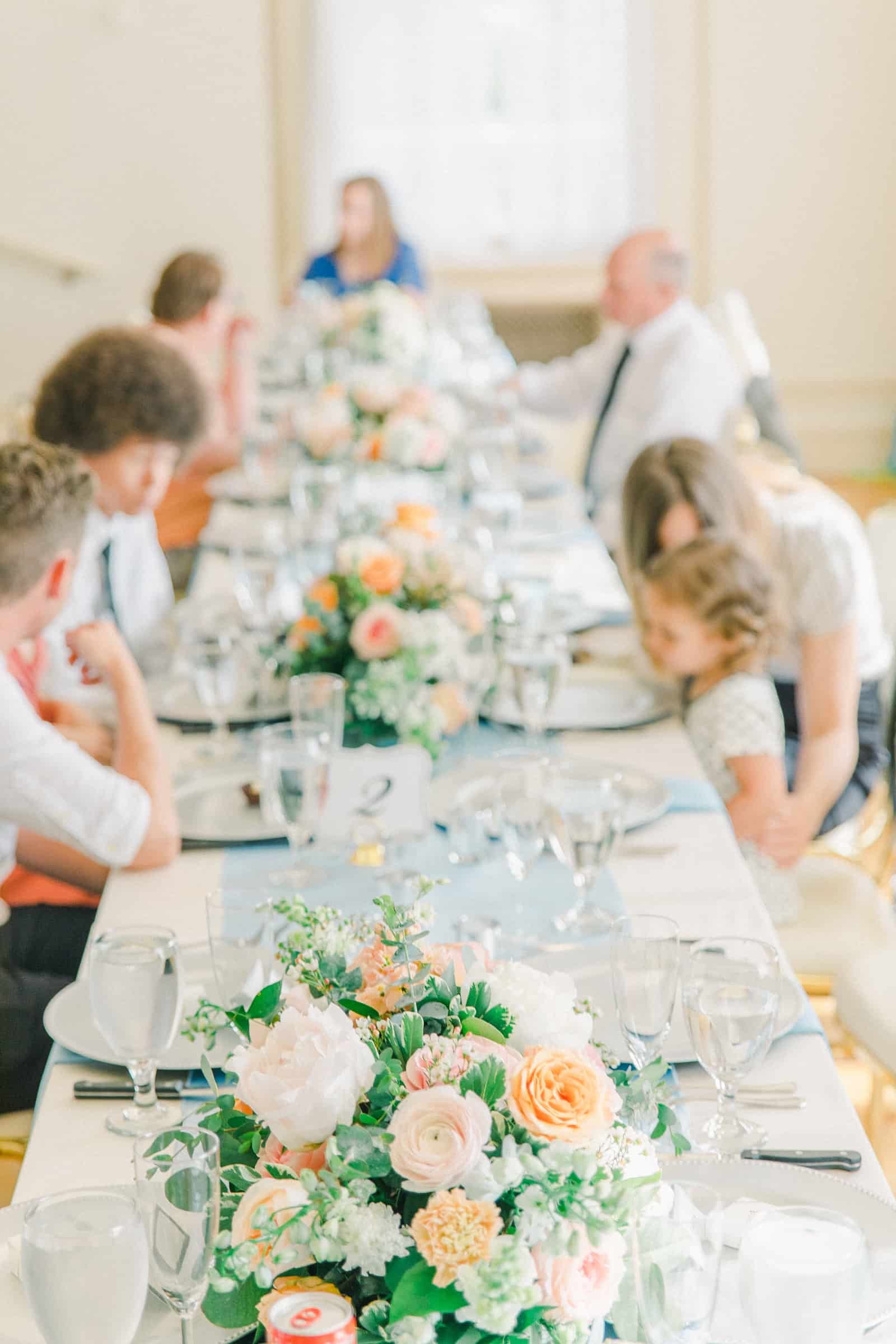 Thomas S. Monson Center Wedding, Salt Lake LDS Temple Wedding, Utah wedding photography, reception decor, sequin tablecloth, pink and white wedding flowers tablescape centerpiece