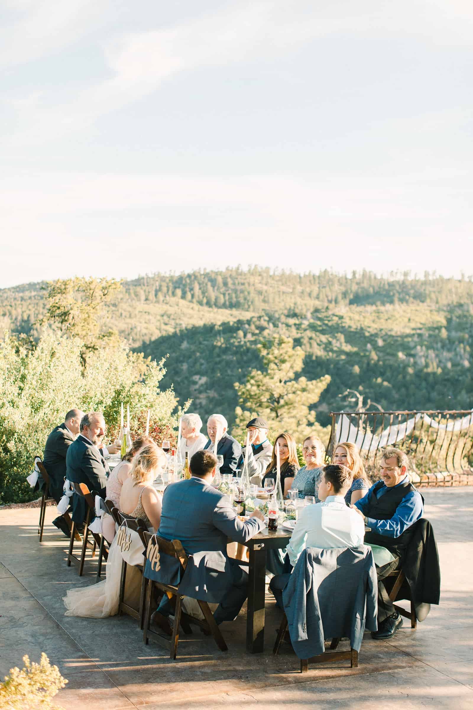 Outdoor wedding dinner reception near Zion National Park