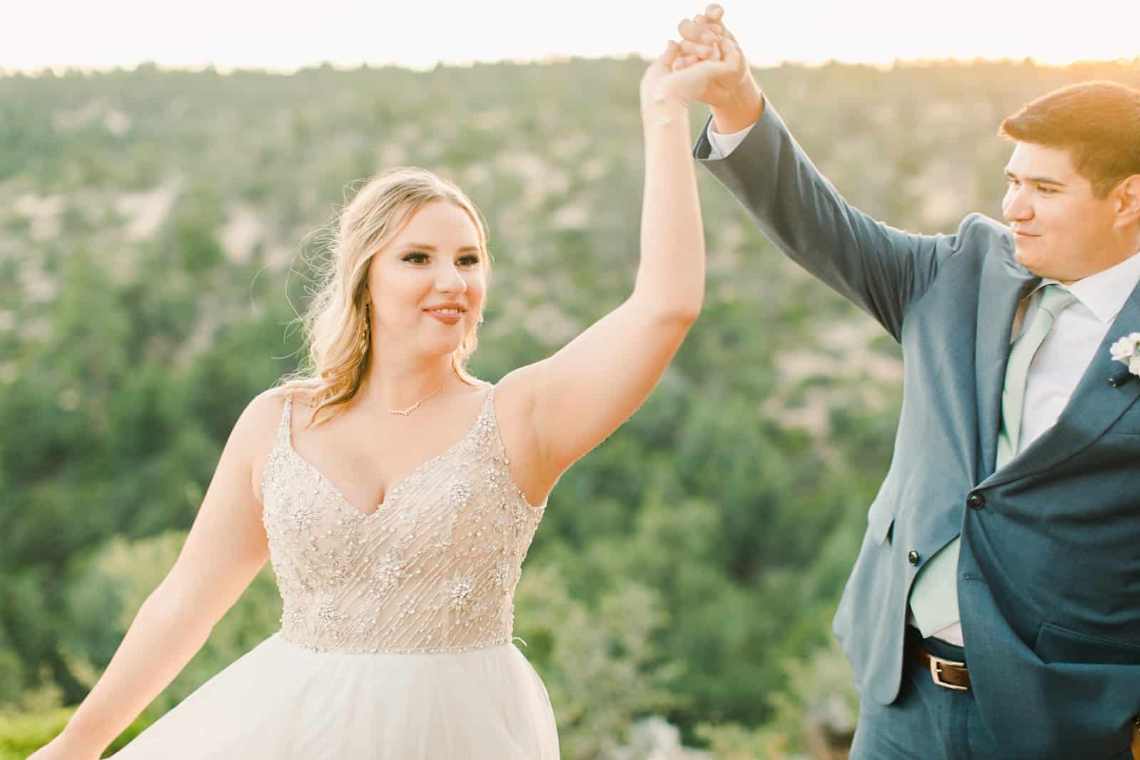 bride and groom dance in Zion National Park