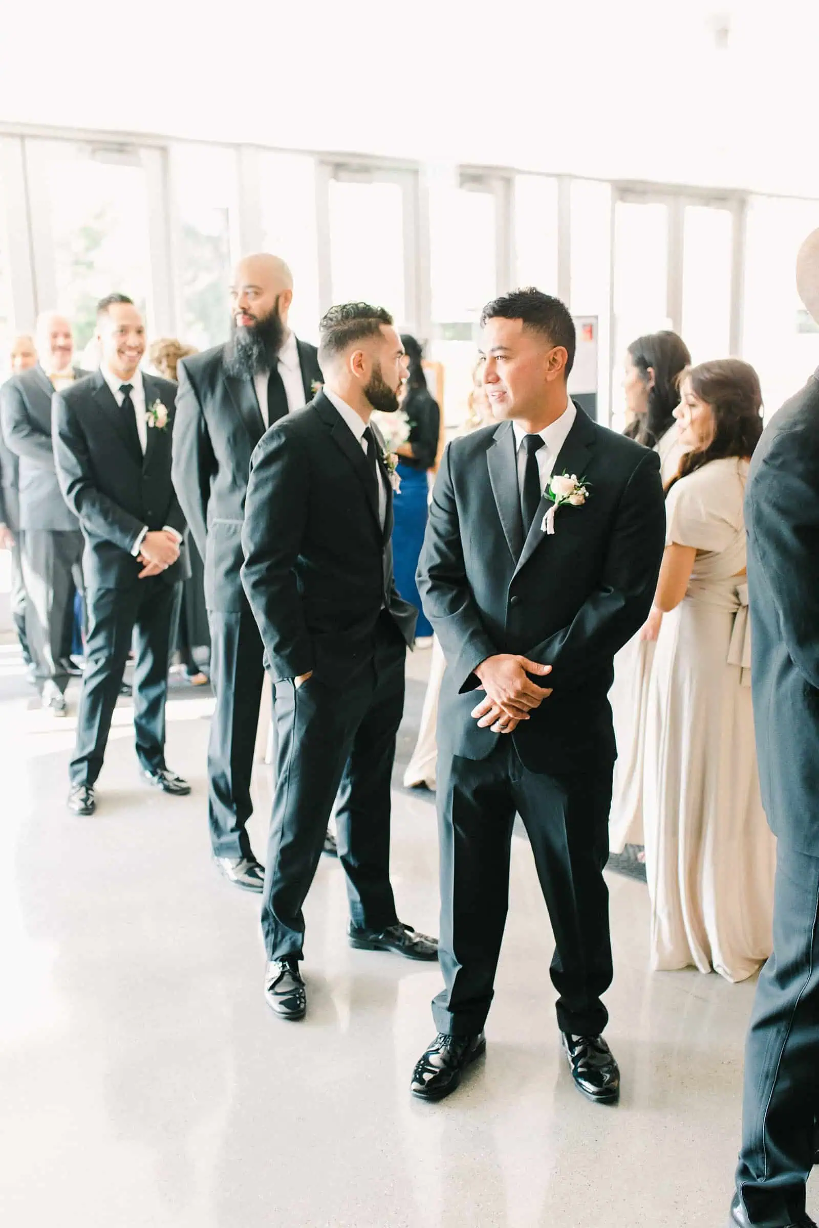 Groom and groomsmen get ready for the ceremony