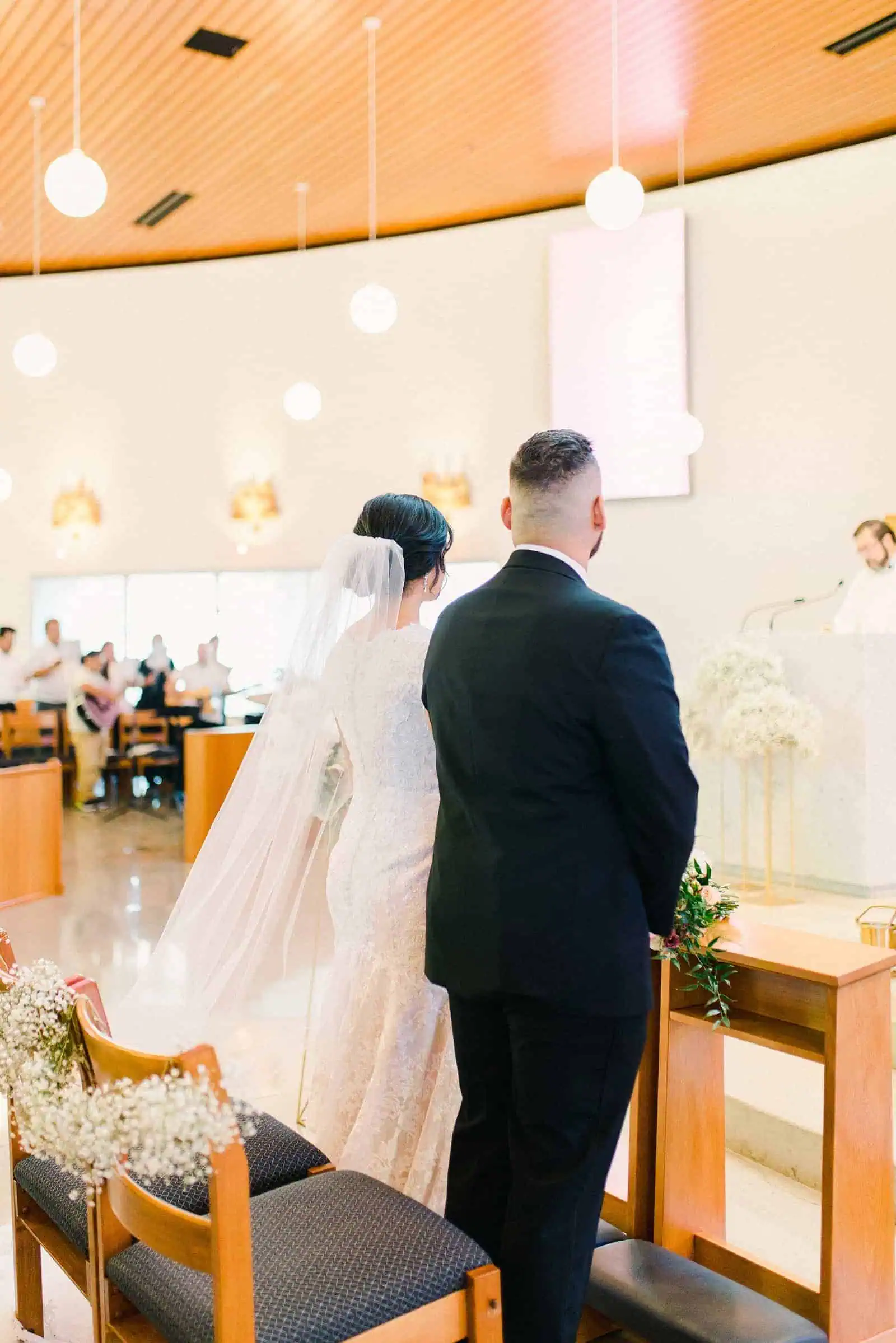 bride and groom during traditional church wedding