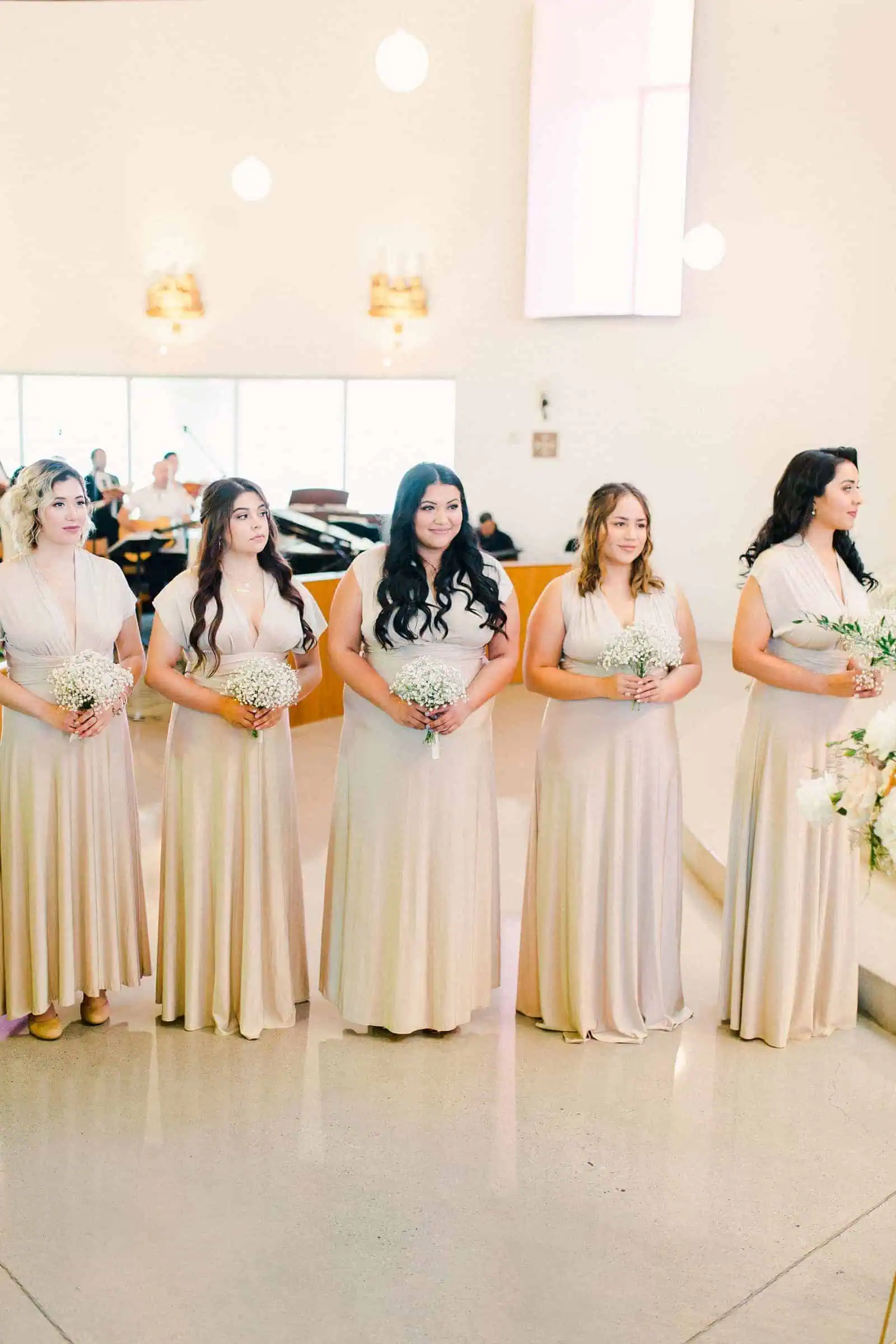 Bridesmaids during wedding ceremony