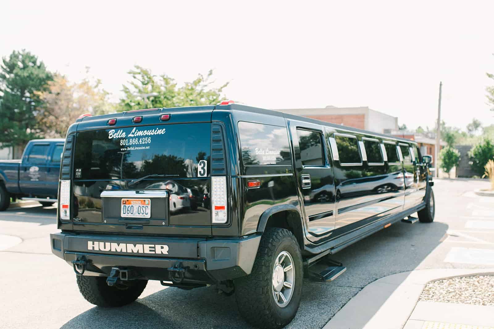 Hummer stretch limo for wedding getaway car