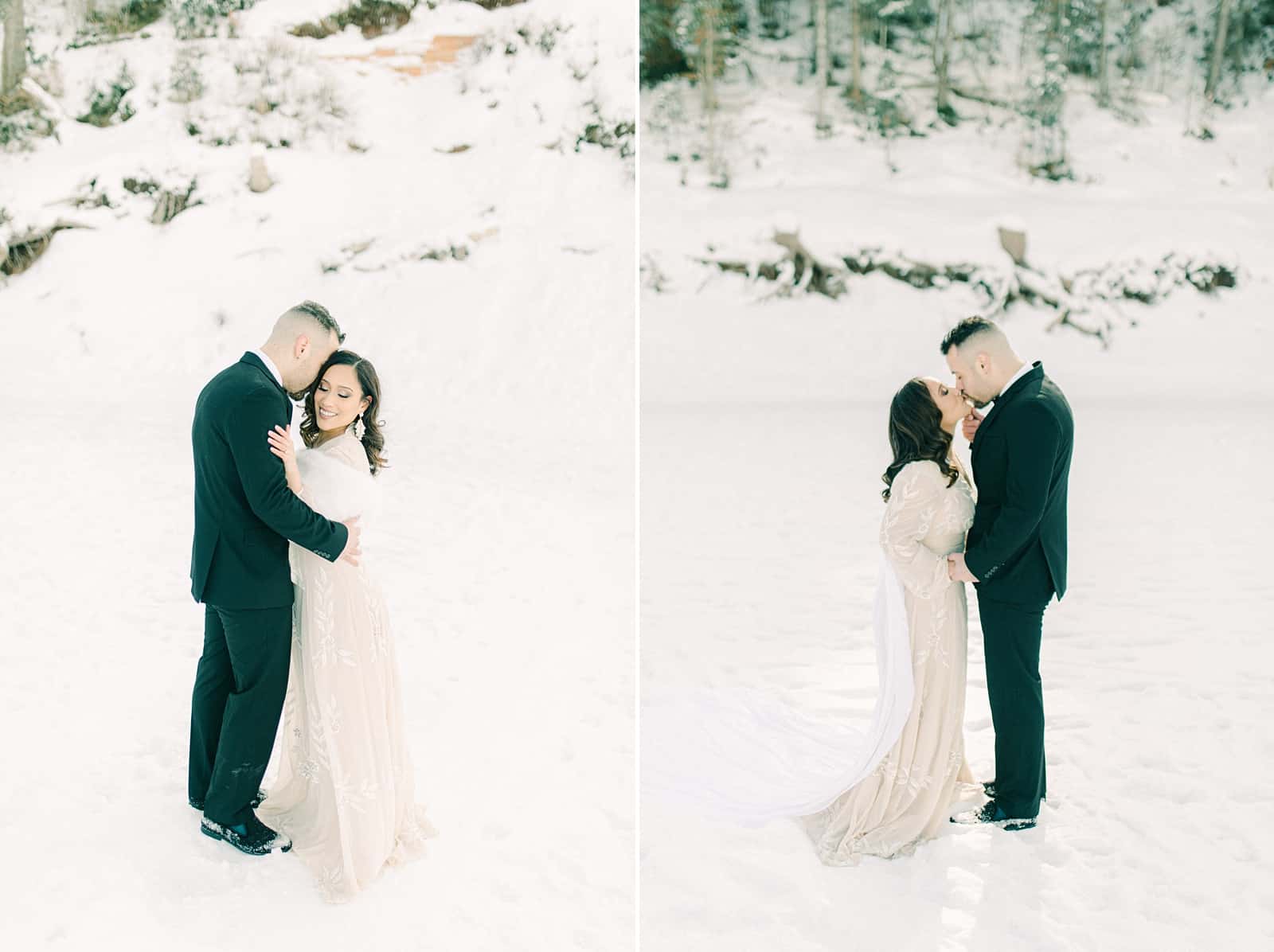 Winter bride and groom, winter wedding