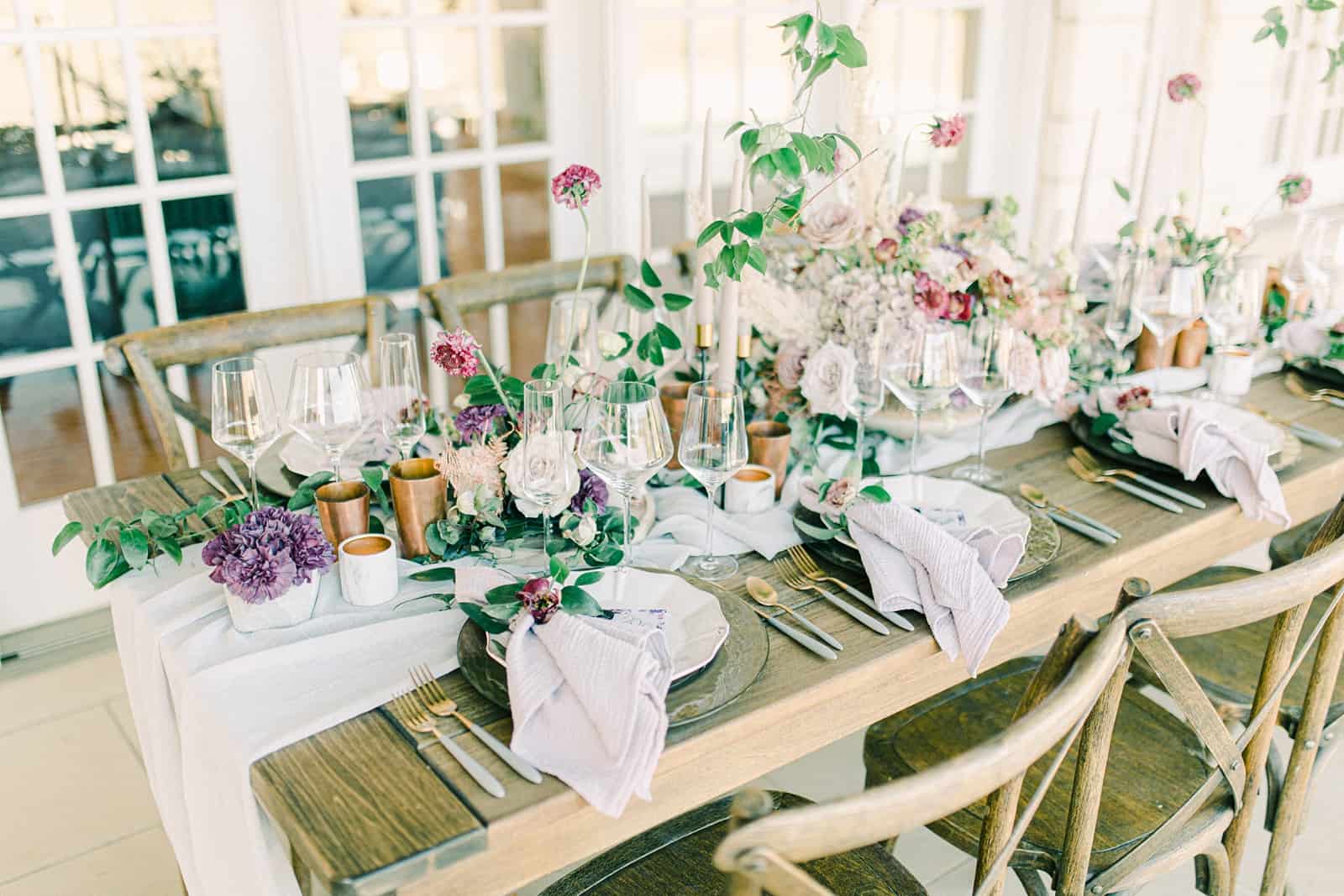 Garden nature inspired wedding table, reception decor