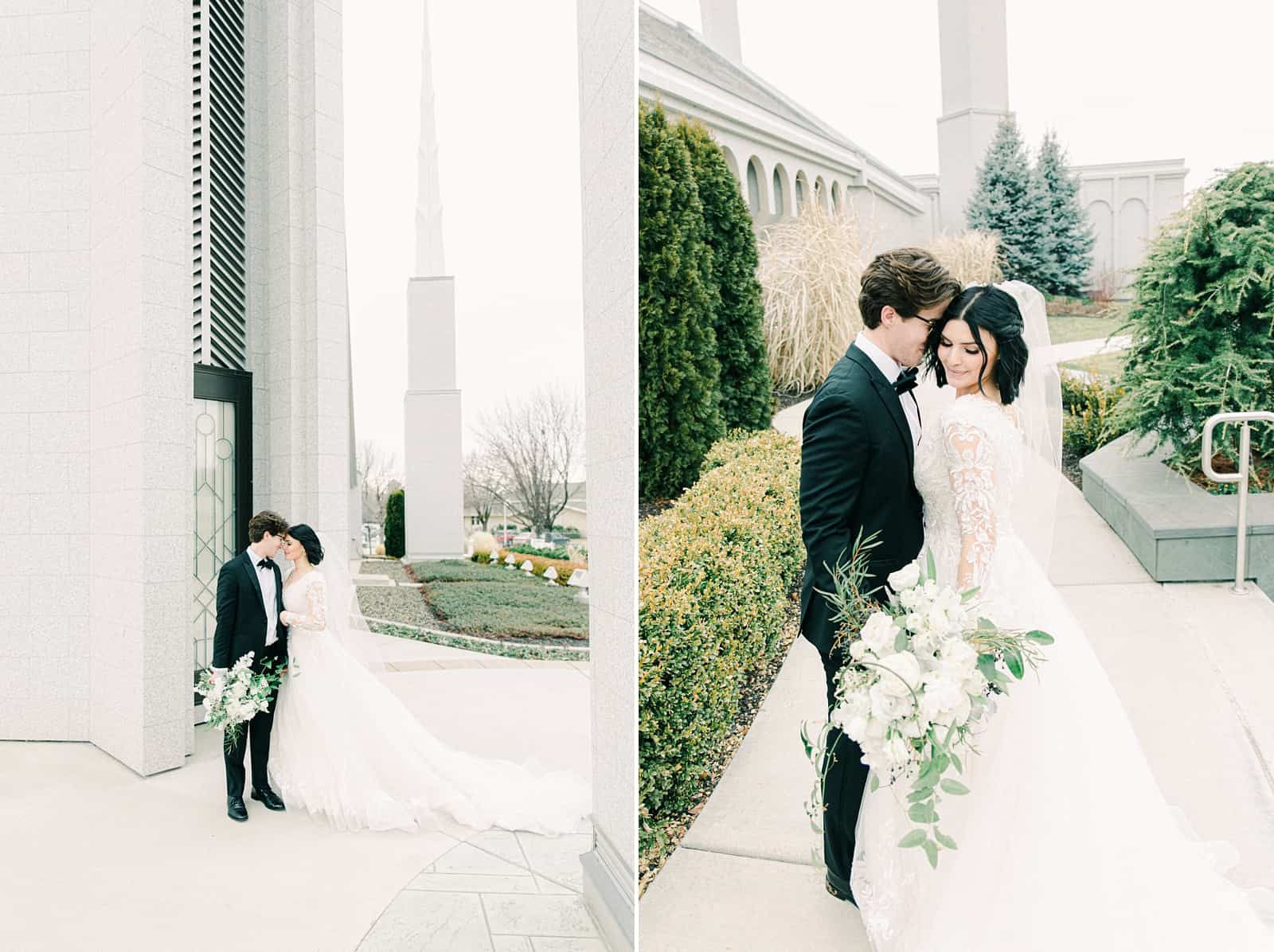 Luxury winter wedding at Willowbridge Estate in Boise, Idaho, bride and groom at LDS temple wedding