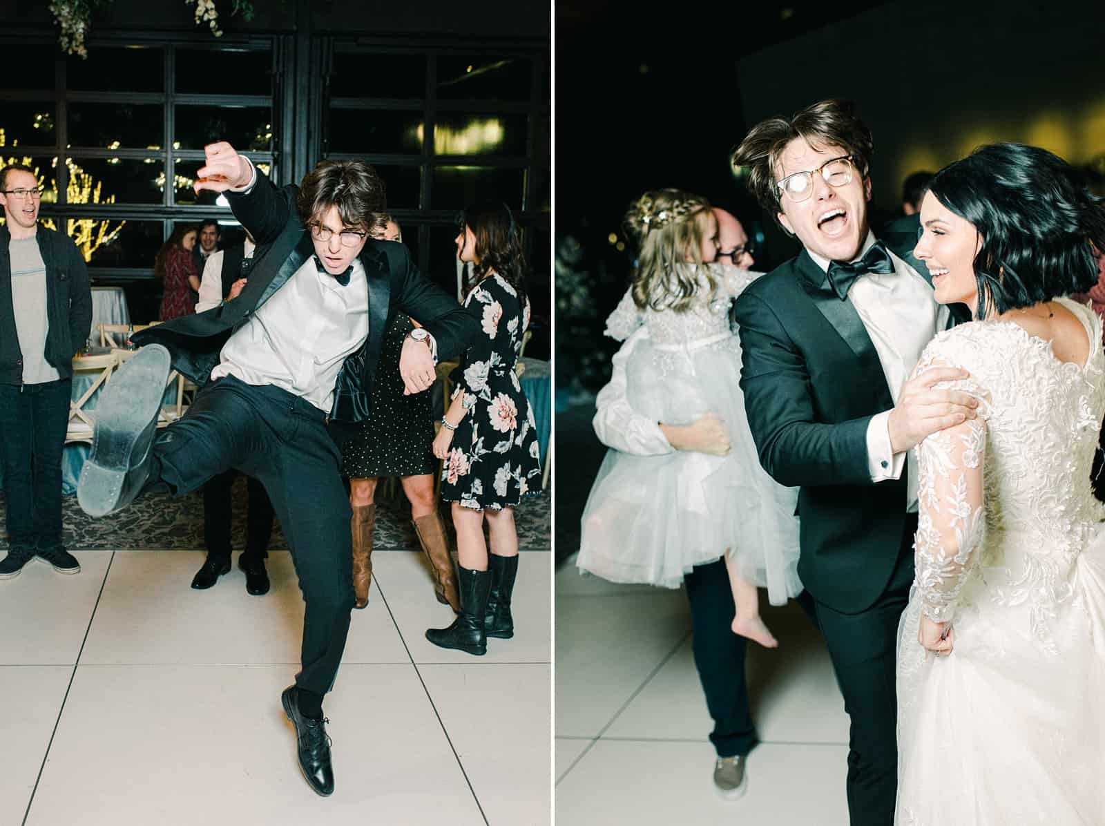 Groom dance moves at wedding reception