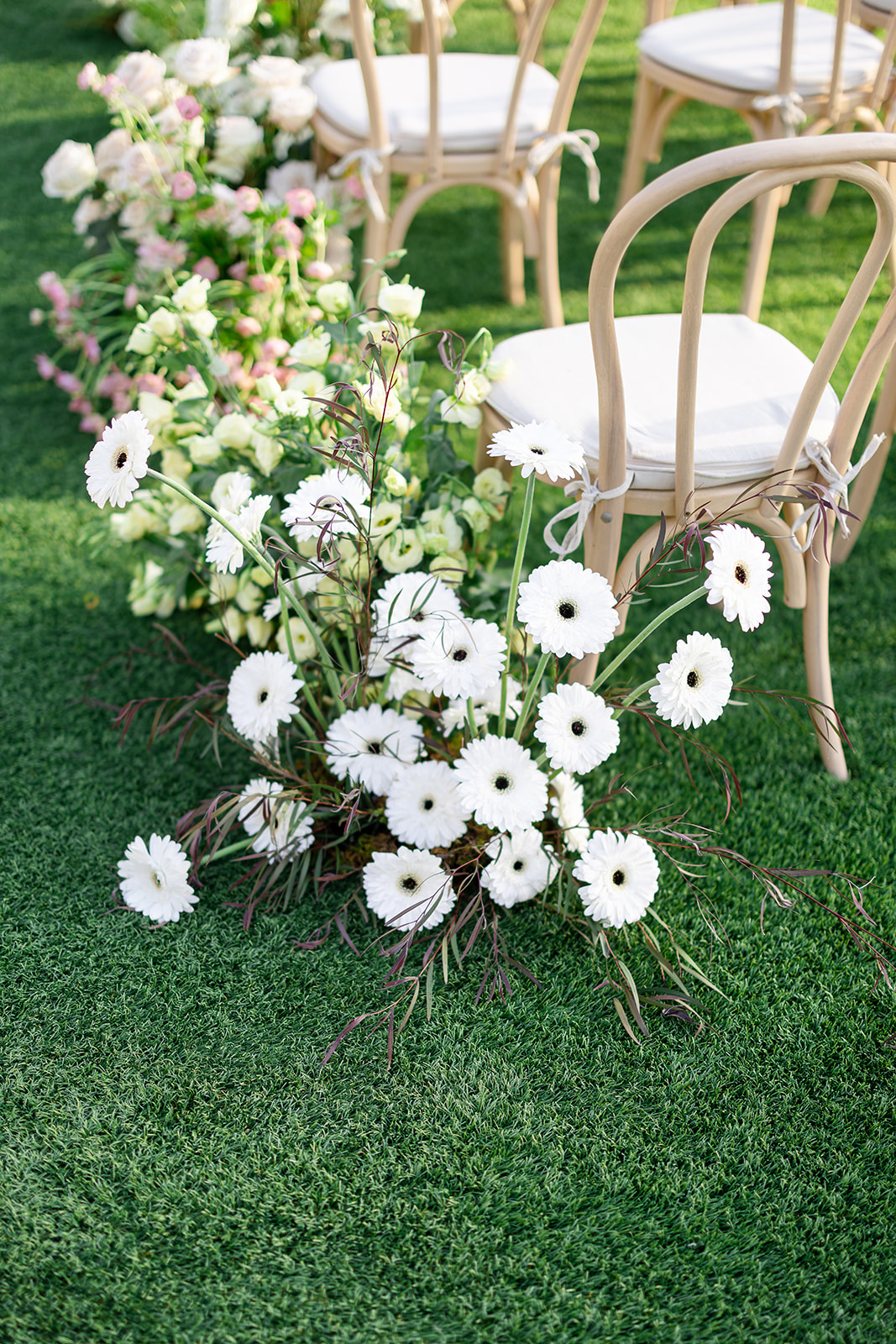 Floral Arrangements for Aisle at Wedding Ceremony