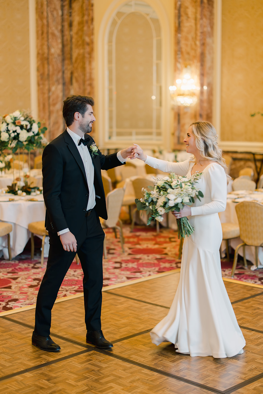 Bride and Groom Share First Dance at Grand America Hotel Wedding