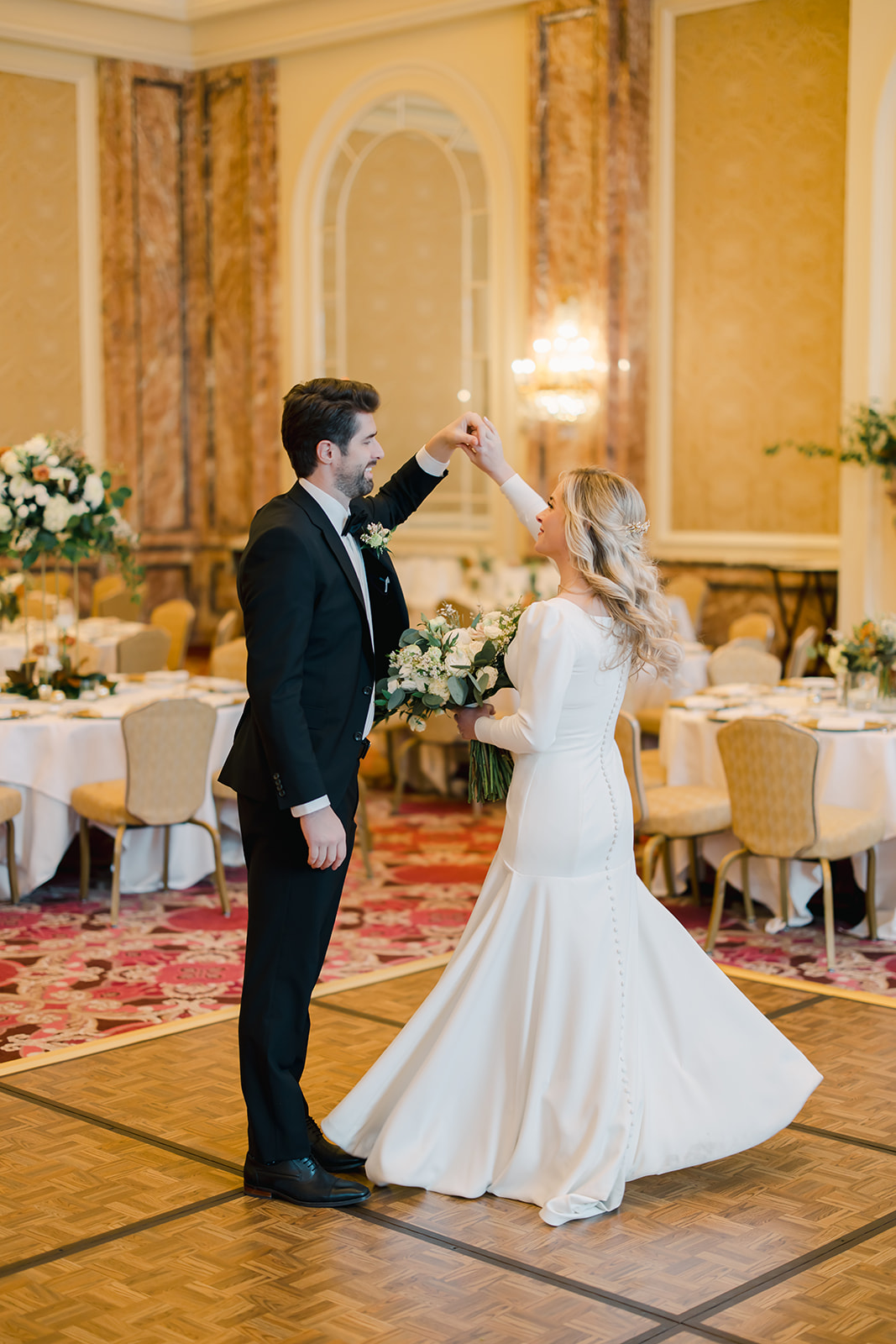 Bride and Groom at Grand America Hotel Wedding Reception