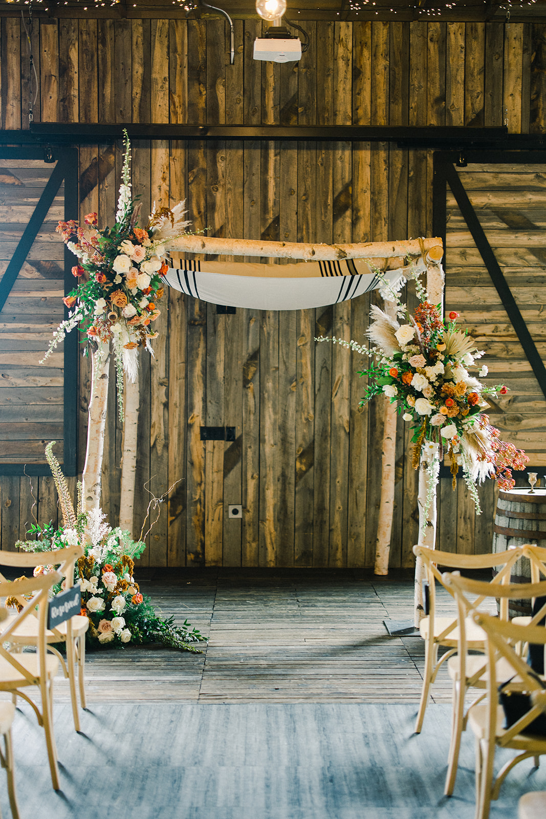 Indoor Wedding Ceremony Setup at The Lodge at Blue Sky